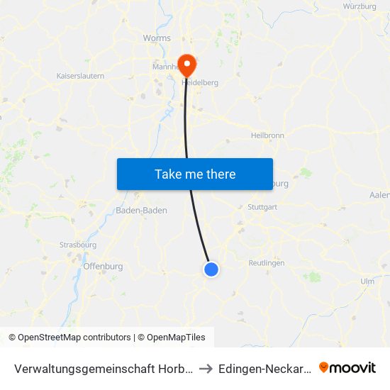 Verwaltungsgemeinschaft Horb am Neckar to Edingen-Neckarhausen map