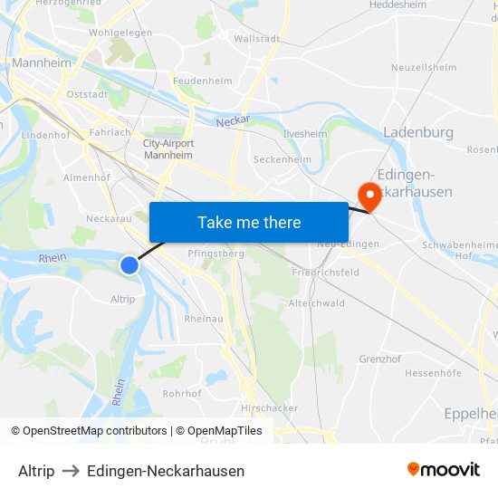 Altrip to Edingen-Neckarhausen map