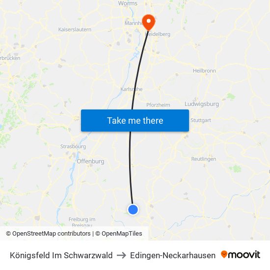 Königsfeld Im Schwarzwald to Edingen-Neckarhausen map