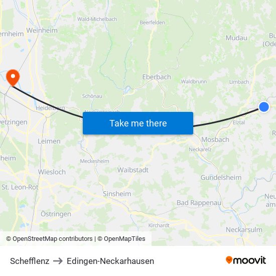 Schefflenz to Edingen-Neckarhausen map