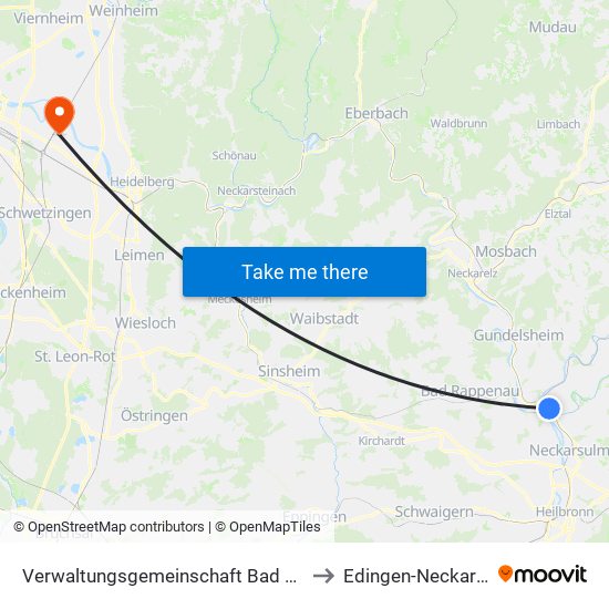 Verwaltungsgemeinschaft Bad Friedrichshall to Edingen-Neckarhausen map