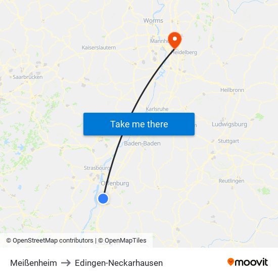 Meißenheim to Edingen-Neckarhausen map