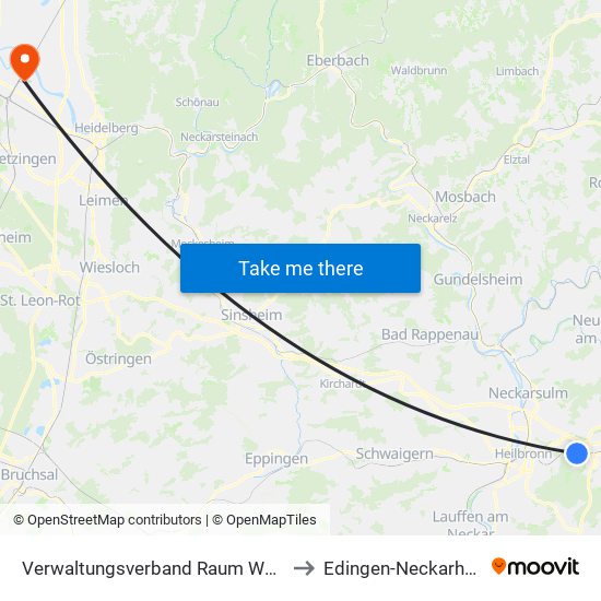 Verwaltungsverband Raum Weinsberg to Edingen-Neckarhausen map
