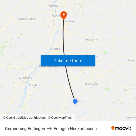 Gemarkung Endingen to Edingen-Neckarhausen map