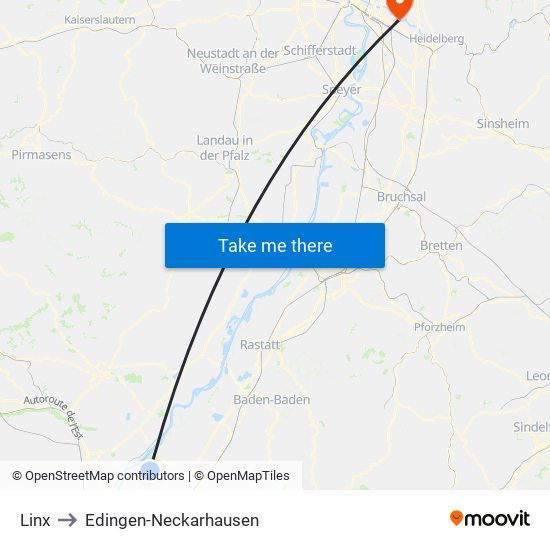 Linx to Edingen-Neckarhausen map