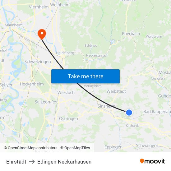 Ehrstädt to Edingen-Neckarhausen map