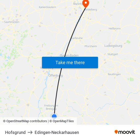 Hofsgrund to Edingen-Neckarhausen map