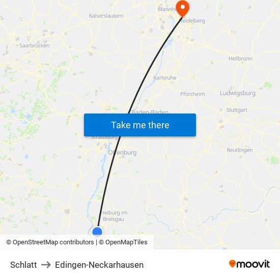 Schlatt to Edingen-Neckarhausen map