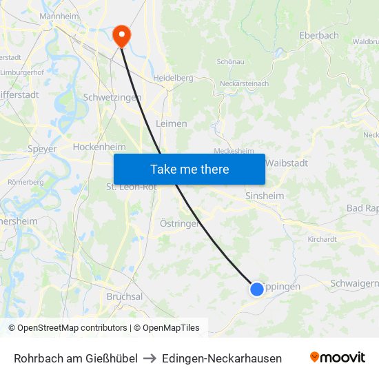 Rohrbach am Gießhübel to Edingen-Neckarhausen map