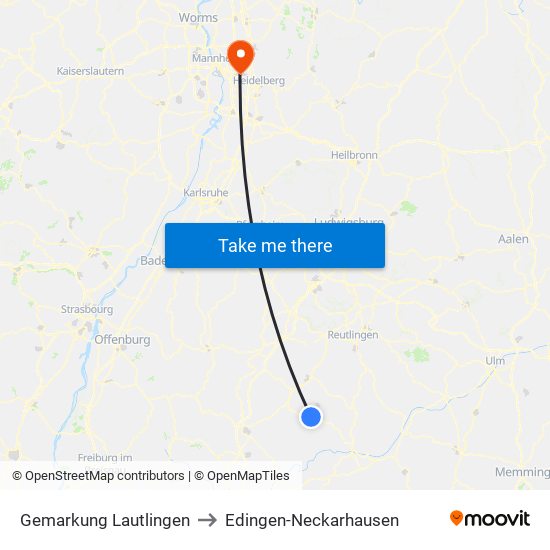 Gemarkung Lautlingen to Edingen-Neckarhausen map