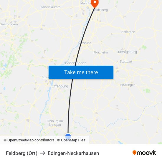 Feldberg (Ort) to Edingen-Neckarhausen map