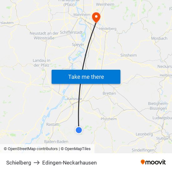 Schielberg to Edingen-Neckarhausen map