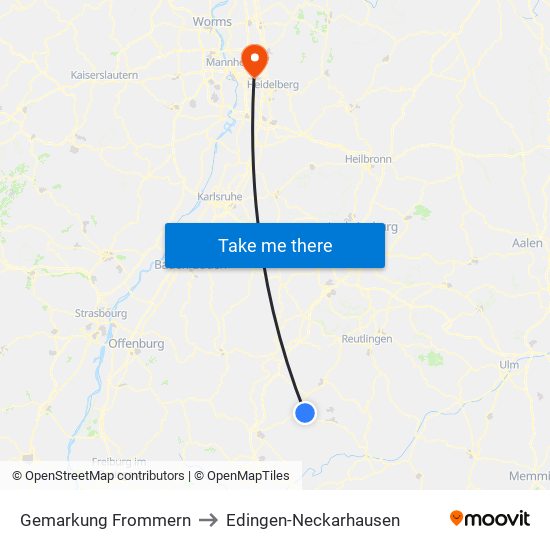 Gemarkung Frommern to Edingen-Neckarhausen map