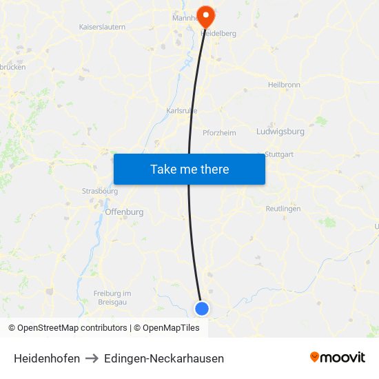 Heidenhofen to Edingen-Neckarhausen map