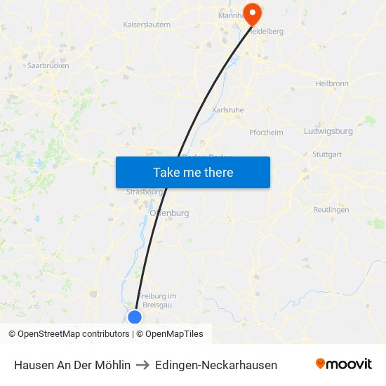 Hausen An Der Möhlin to Edingen-Neckarhausen map