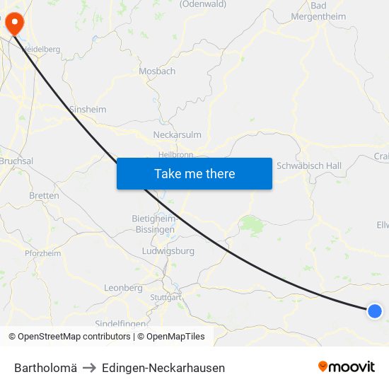 Bartholomä to Edingen-Neckarhausen map