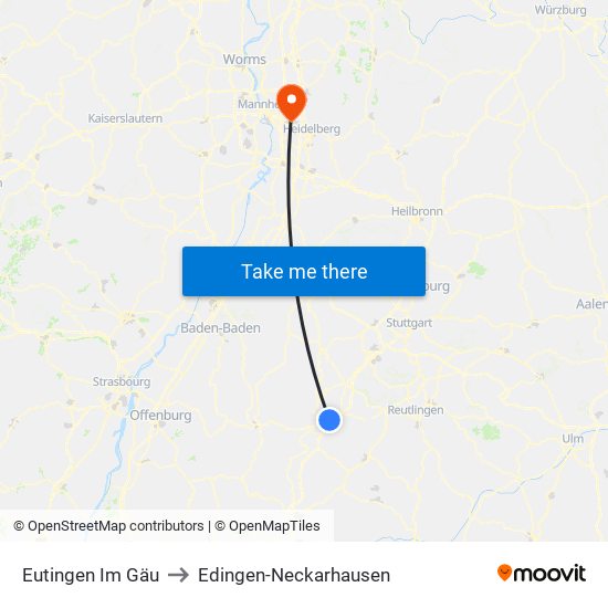 Eutingen Im Gäu to Edingen-Neckarhausen map