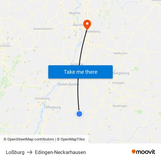 Loßburg to Edingen-Neckarhausen map