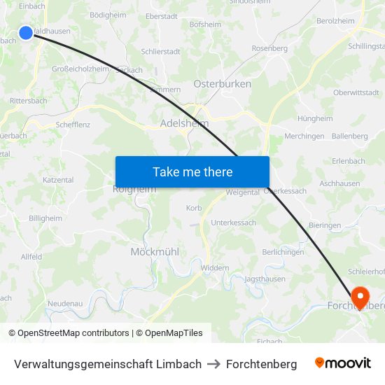 Verwaltungsgemeinschaft Limbach to Forchtenberg map