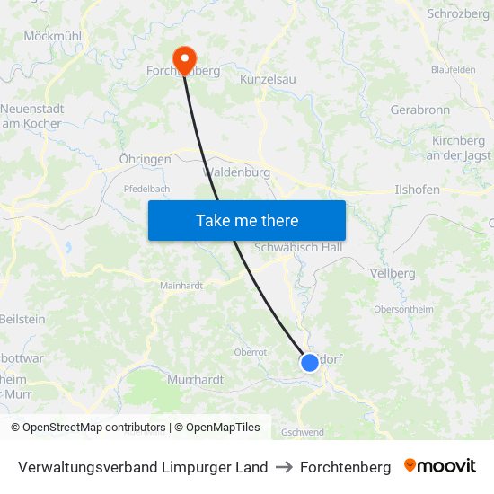 Verwaltungsverband Limpurger Land to Forchtenberg map