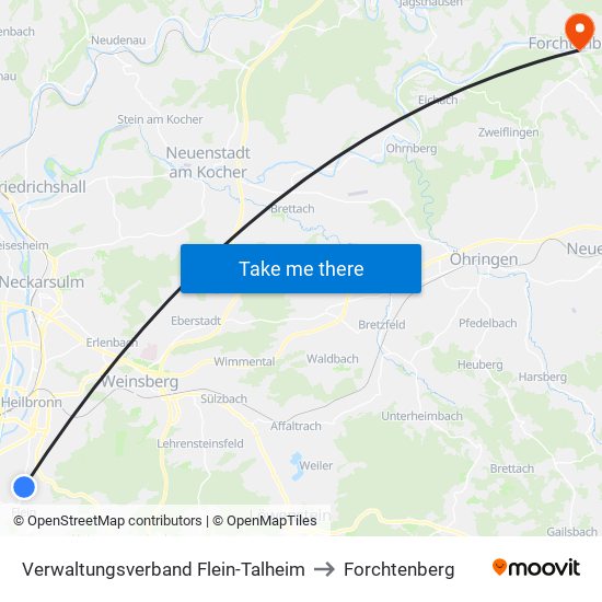 Verwaltungsverband Flein-Talheim to Forchtenberg map