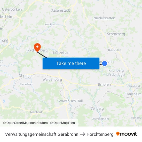 Verwaltungsgemeinschaft Gerabronn to Forchtenberg map