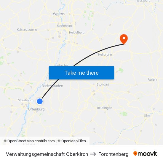 Verwaltungsgemeinschaft Oberkirch to Forchtenberg map