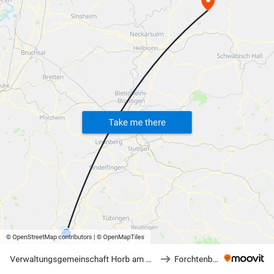 Verwaltungsgemeinschaft Horb am Neckar to Forchtenberg map