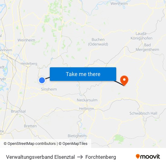 Verwaltungsverband Elsenztal to Forchtenberg map