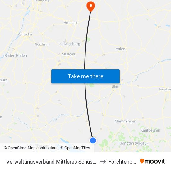 Verwaltungsverband Mittleres Schussental to Forchtenberg map