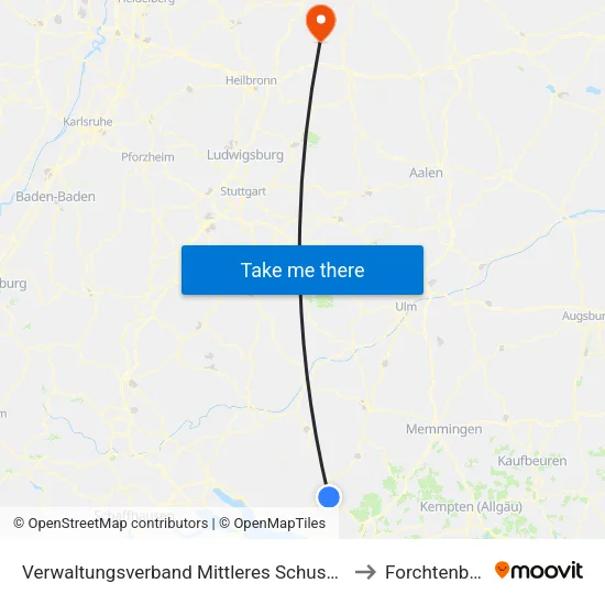 Verwaltungsverband Mittleres Schussental to Forchtenberg map