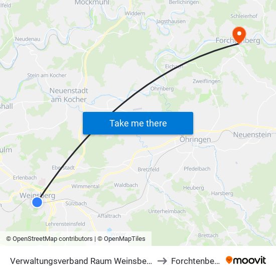 Verwaltungsverband Raum Weinsberg to Forchtenberg map