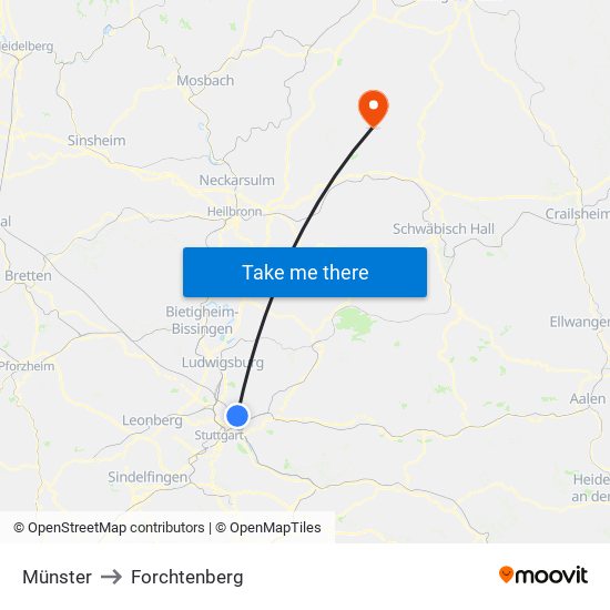 Münster to Forchtenberg map