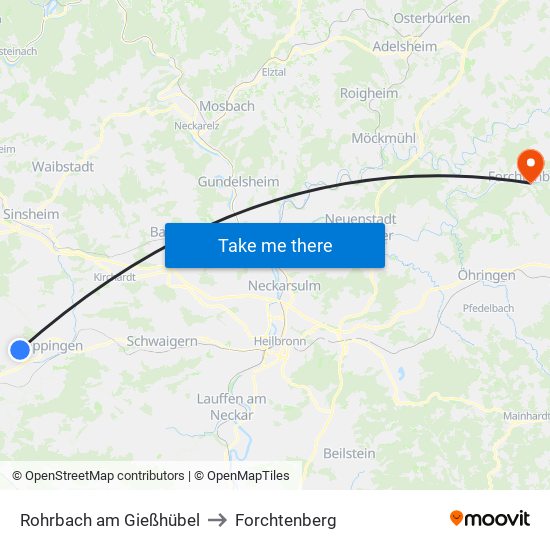 Rohrbach am Gießhübel to Forchtenberg map