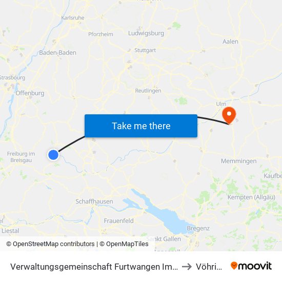 Verwaltungsgemeinschaft Furtwangen Im Schwarzwald to Vöhringen map