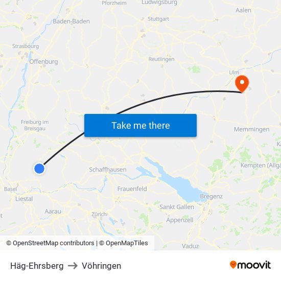 Häg-Ehrsberg to Vöhringen map