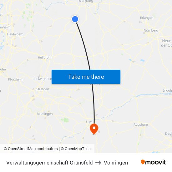 Verwaltungsgemeinschaft Grünsfeld to Vöhringen map