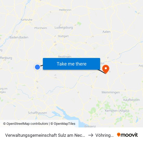 Verwaltungsgemeinschaft Sulz am Neckar to Vöhringen map