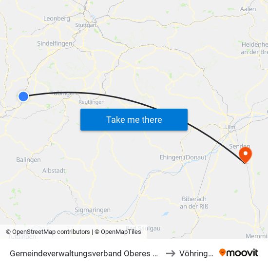 Gemeindeverwaltungsverband Oberes Gäu to Vöhringen map