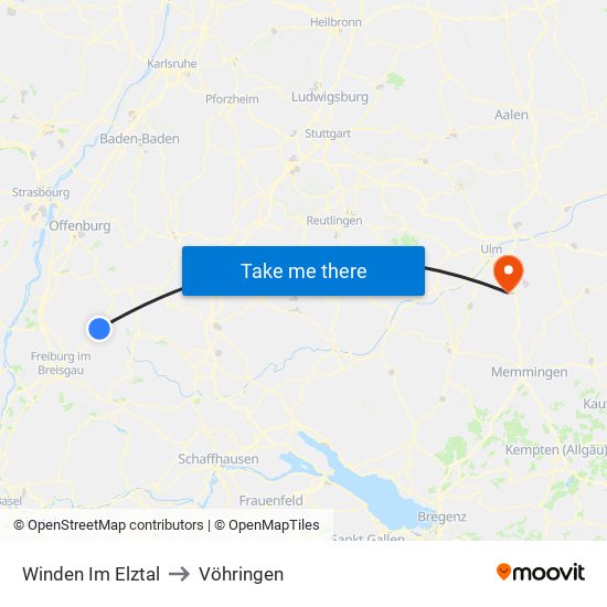 Winden Im Elztal to Vöhringen map