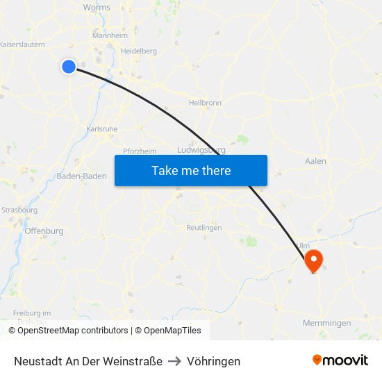 Neustadt An Der Weinstraße to Vöhringen map