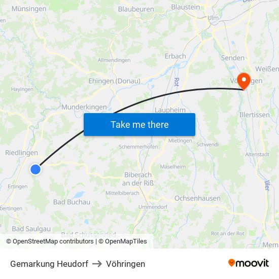 Gemarkung Heudorf to Vöhringen map