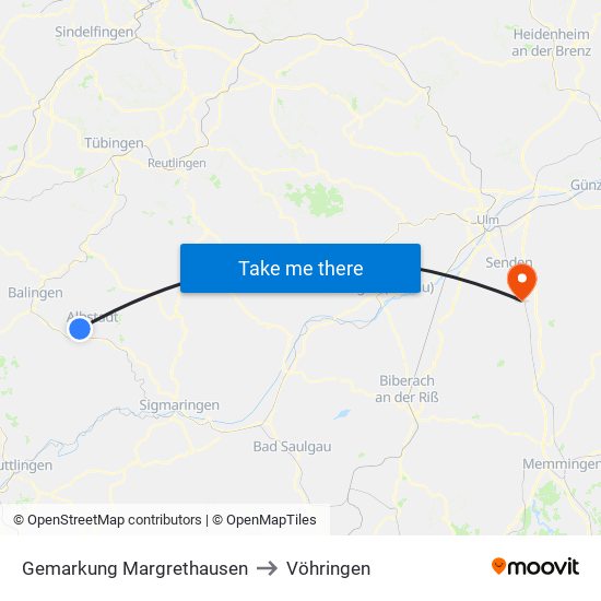 Gemarkung Margrethausen to Vöhringen map