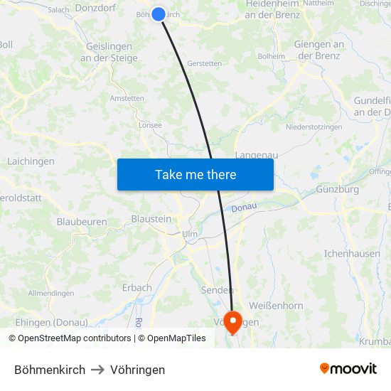 Böhmenkirch to Vöhringen map