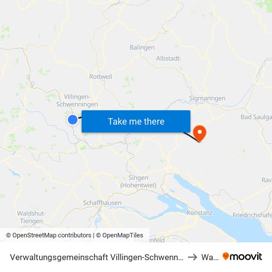 Verwaltungsgemeinschaft Villingen-Schwenningen to Wald map