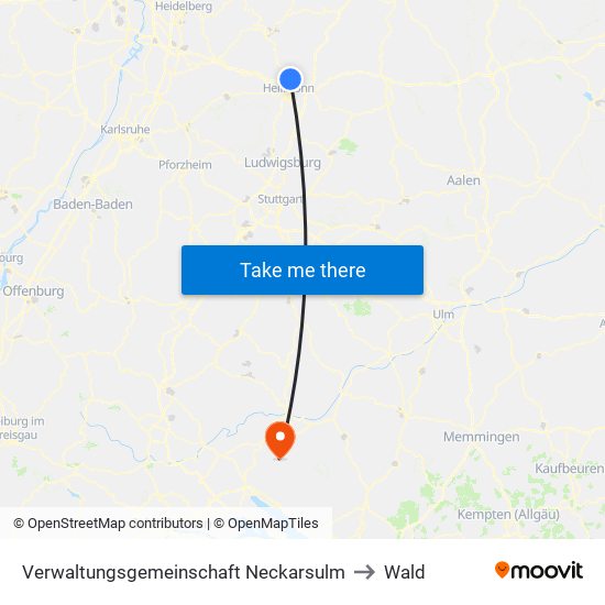 Verwaltungsgemeinschaft Neckarsulm to Wald map