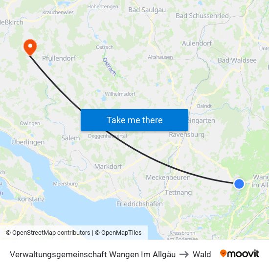 Verwaltungsgemeinschaft Wangen Im Allgäu to Wald map