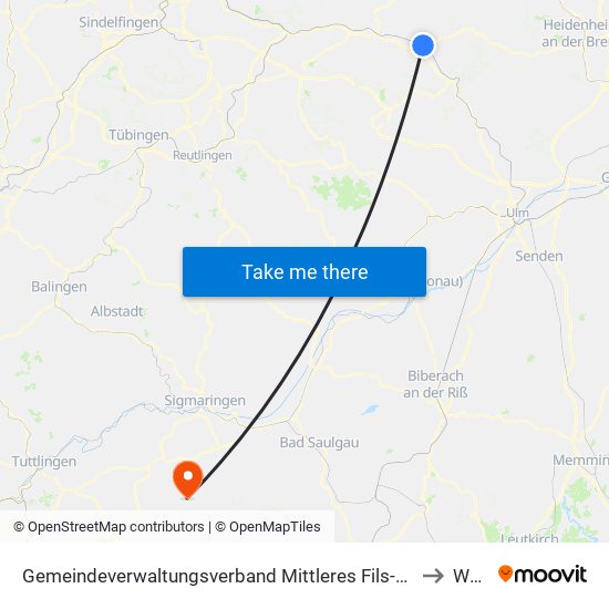 Gemeindeverwaltungsverband Mittleres Fils-Lautertal to Wald map