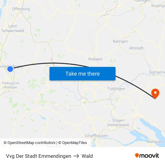 Vvg Der Stadt Emmendingen to Wald map
