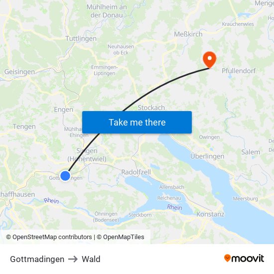 Gottmadingen to Wald map